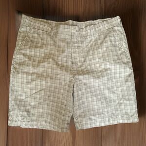PGA Tour Mens Size 40 Gray & White Plaid Flat Front Casual Golf Shorts